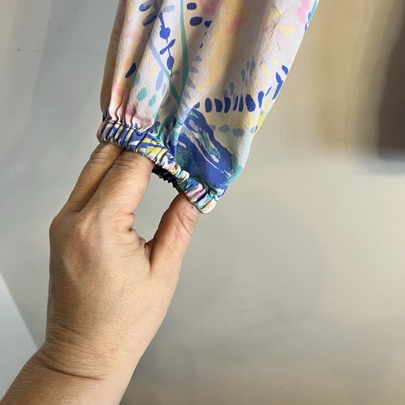 Lilly Pulitzer Women XS Elsa Silk Tunic Blouse Dancing on the Deck rainbow color - Picture 6 of 6